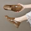 Women's 2024 Autumn Round Toe Slip-On Leather Loafers - Retro British Style, All-Season Flats