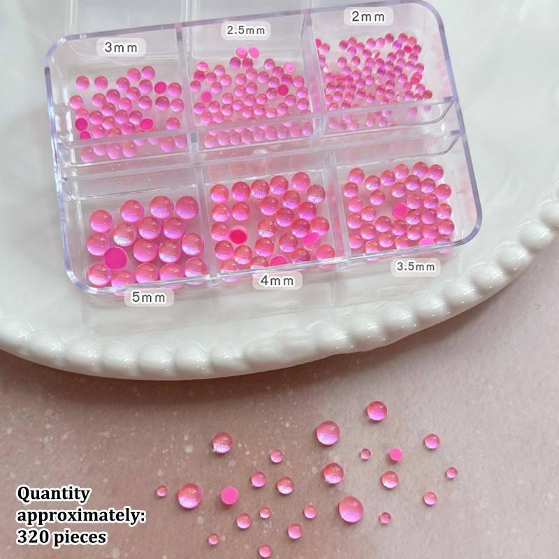 Colorful Mermaid Bubble Bead Half Round Flat Bottom Shiny Aurora Size Mixed Candy Color Nail Art Accessories Decoration Manicure