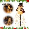 Seasonal Outdoor Lighting for Walkways Solar Snowman Garden Light with Flowing Snowflakes, LED Christmas Waterfall Decorations Star, Weatherproof Yard