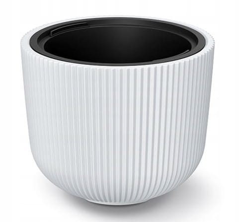 White Ribbed Plastic Flowerpot 239x197 Cm with Milly Insert