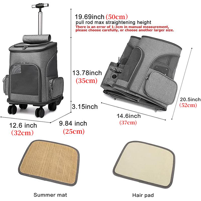 Pet Carrier Backpack Cat Stroller Travel Carrier Car Seat for Small Dogs Cats Puppies Cat Backpack Removable Rolling Wheels