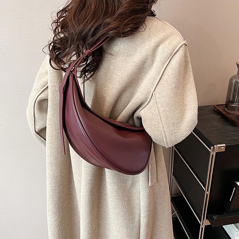 Sewing Thread Shoulder Bags Zipper Women's Bags PU Leather High Capacity Handbag Solid Color Saddle Splicing CLE