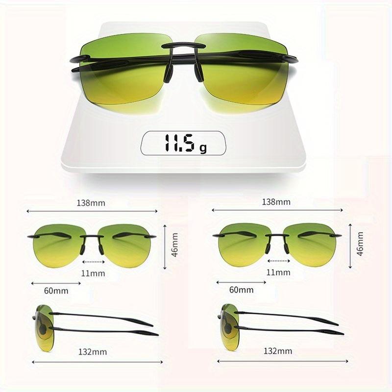 Fashion Ultralight TR90 Day Night Vision Driving Sunglasses for Men Women Rimless Sports Anti-Glare Night Vision Eyewear