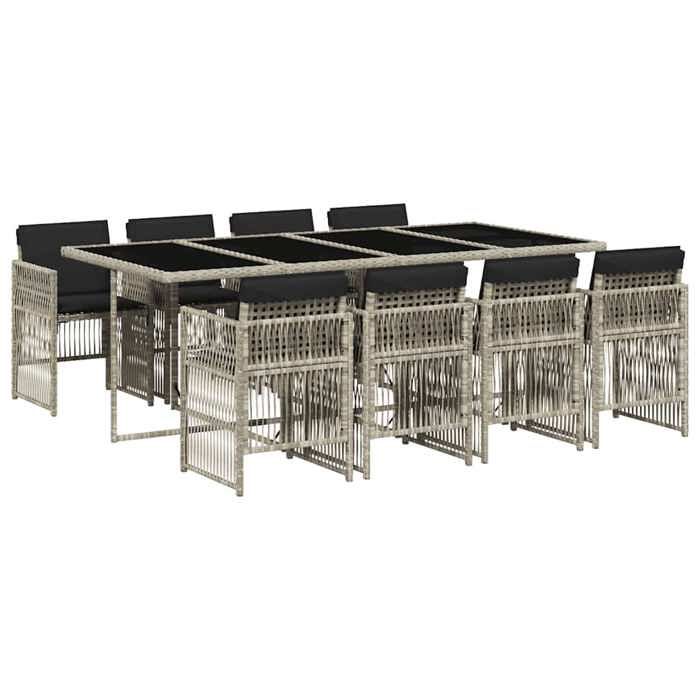 VidaXL Ensemble à Manger de Jardin avec Coussins 9 pcs, Table et Chaise de Terrasse, Meubles de Patio, Mobilier d'Extérieur, 3210923