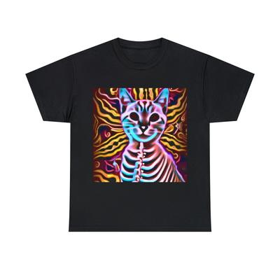 Cat T Shirt Unisex Adult Art Tee Vibrant Kitten Feline 100% Cotton Pet Lover