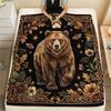 1Pc Bear Eagle Print Flannel Blanket High Quality Warm Comfortable Cover for All Seasons Perfect for Gifts Home Decor