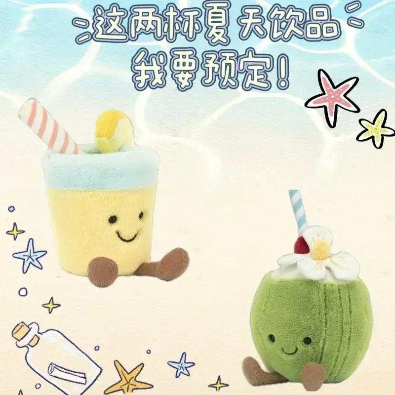 New In-Stock Jelly Cat Summer Coconut Backpack Pendant Lemonade Plush Cushion Home Bedroom Decorations Girl Gift