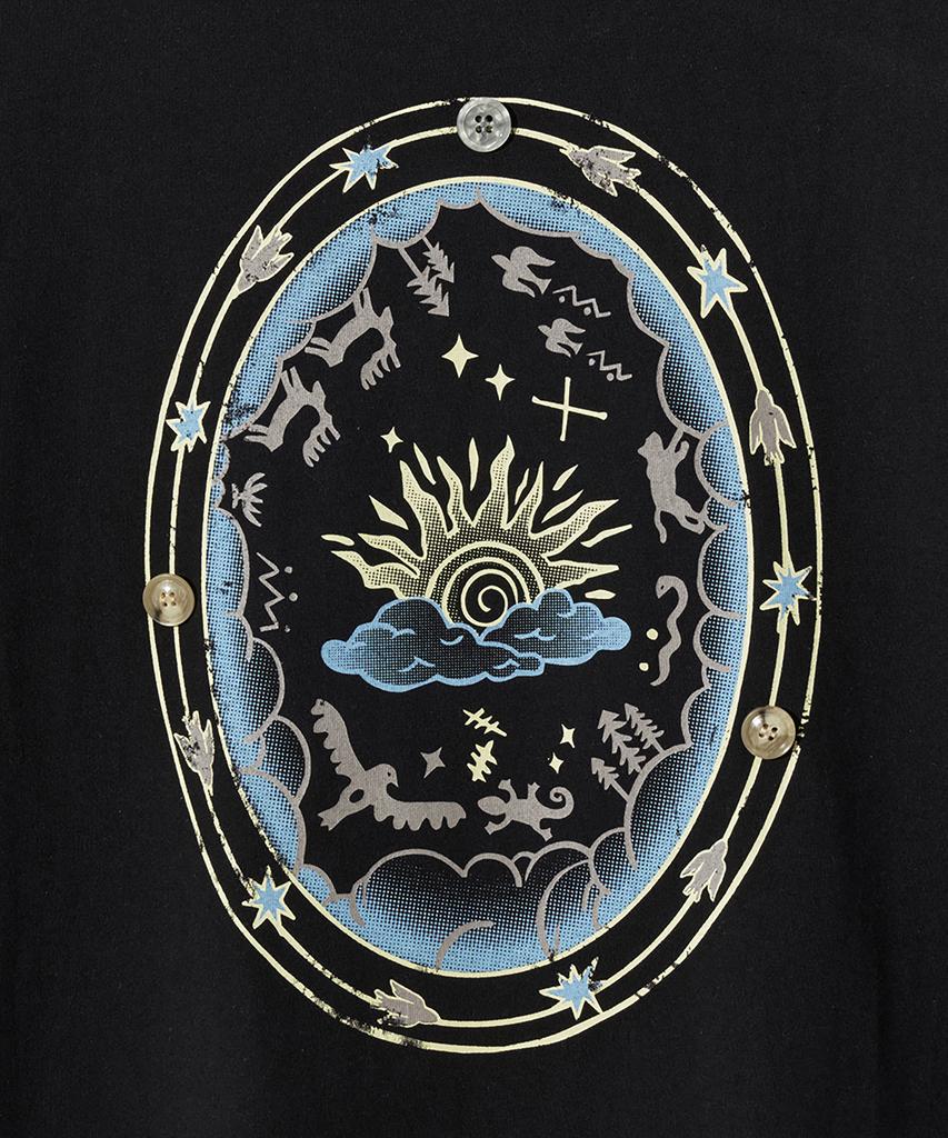 GAKKAI UNIONS Sunset Western Button Short Sleeve T-Shirt Black