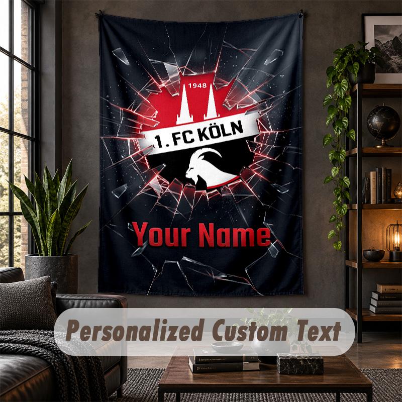 Personalized Wall Tapestry,FC Köln Custom Text, Soft Fabric Wall Art For Indoor Decoration