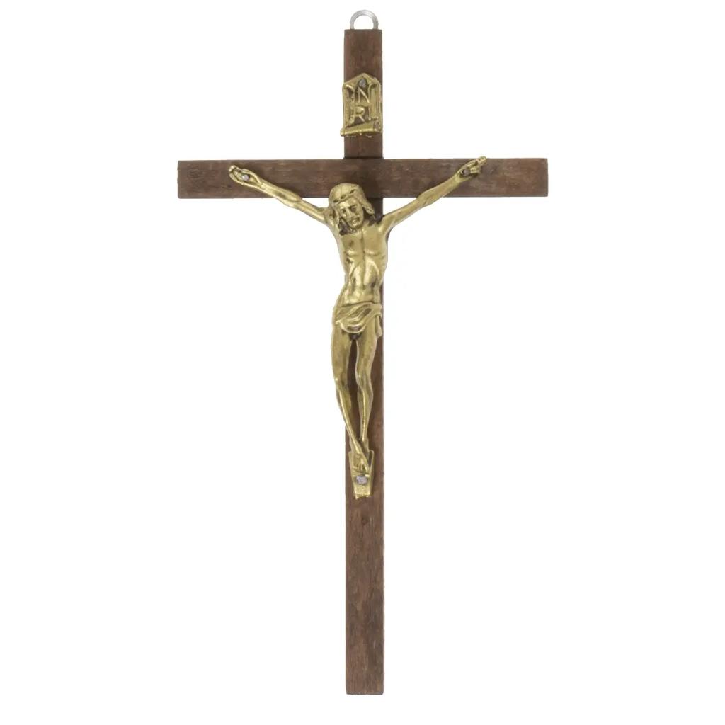 Wooden Hanging Cross, Brown 18 X 10