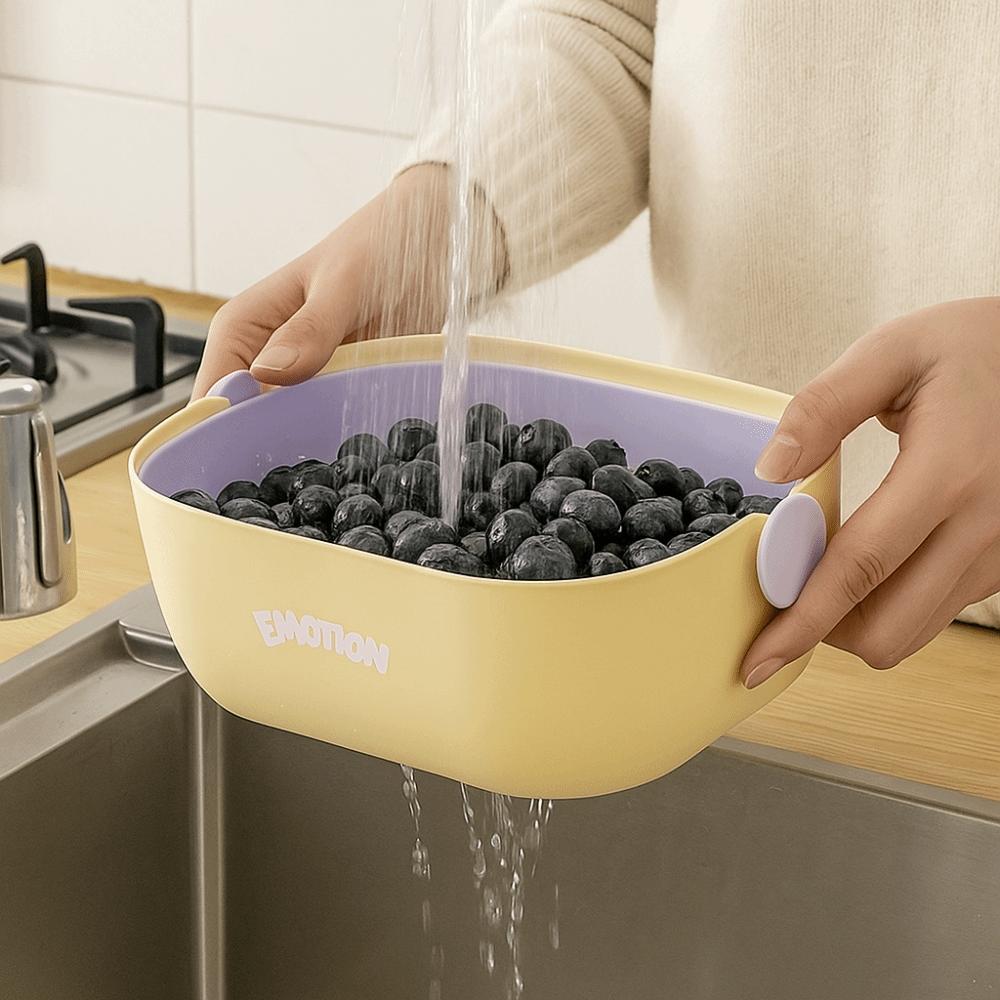 Double-Layer Fruit Cleaning Basket Plastic Vegetable Basket Drainage Basket  Vegetable Washing