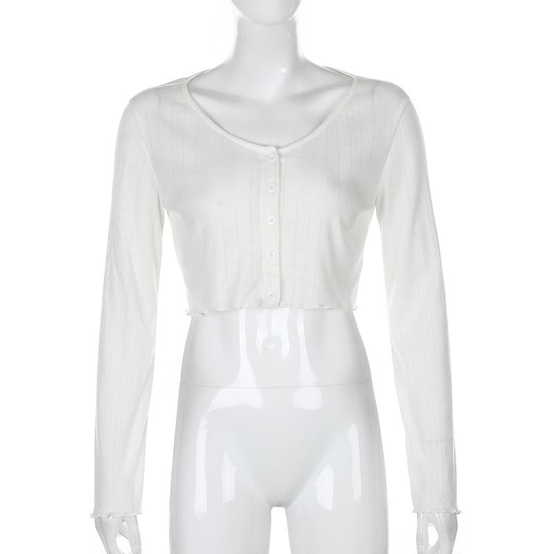 

Новые женские однотонные кардиганы с заниженными плечами и v-образным вырезом, однобортные пальто с длинными рукавами, женский укороченный топ, повседневные модные топы высокой уличной моды L белый