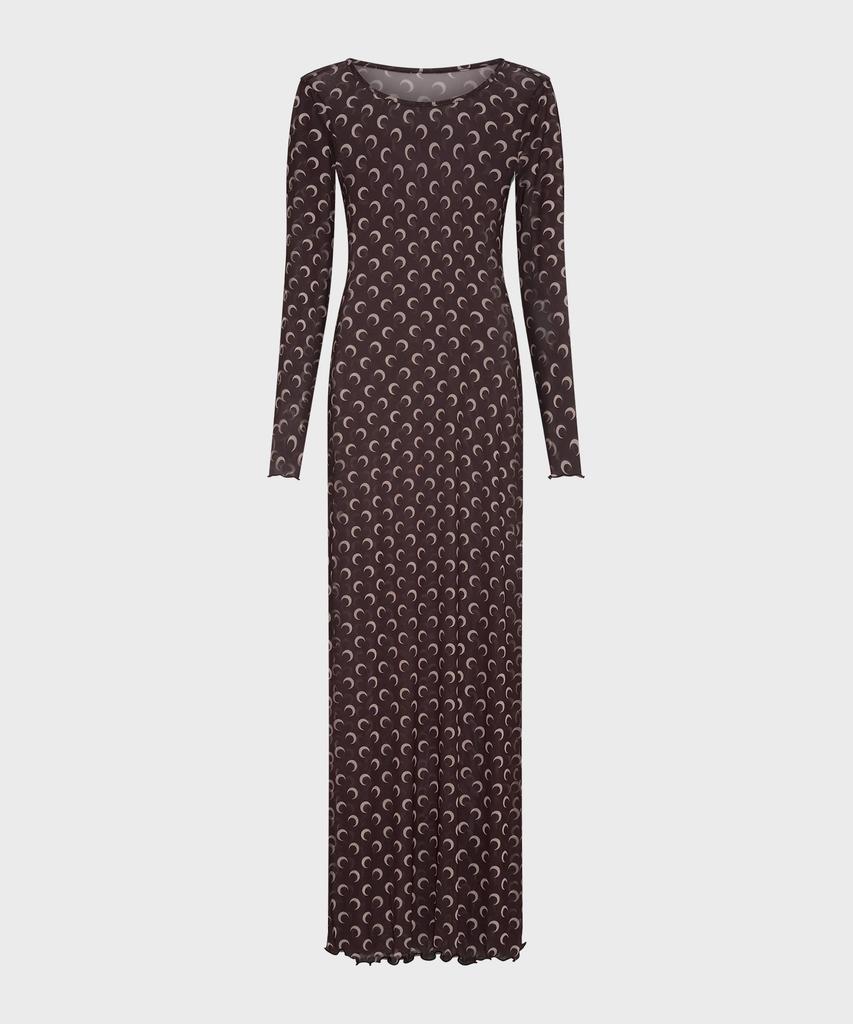 Marine Serre (W) Recycled Moon Mesh Long Dress Brown