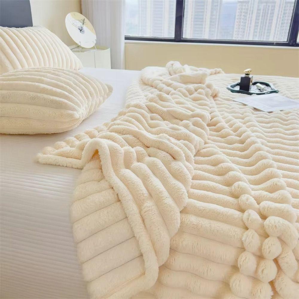 Plush Nap Blanket 200x150cm Bed Sheet Cover Blanket Simple Faux Rabbit Fur Blanket Living Room