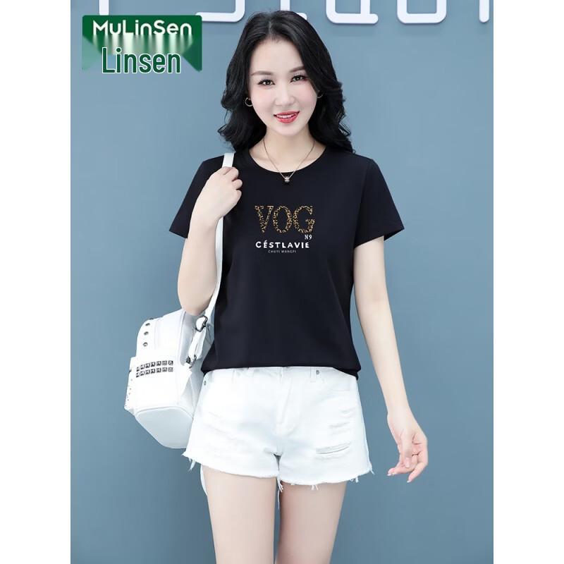 MULINSEN Women s Letter Print Cotton T-Shirt M