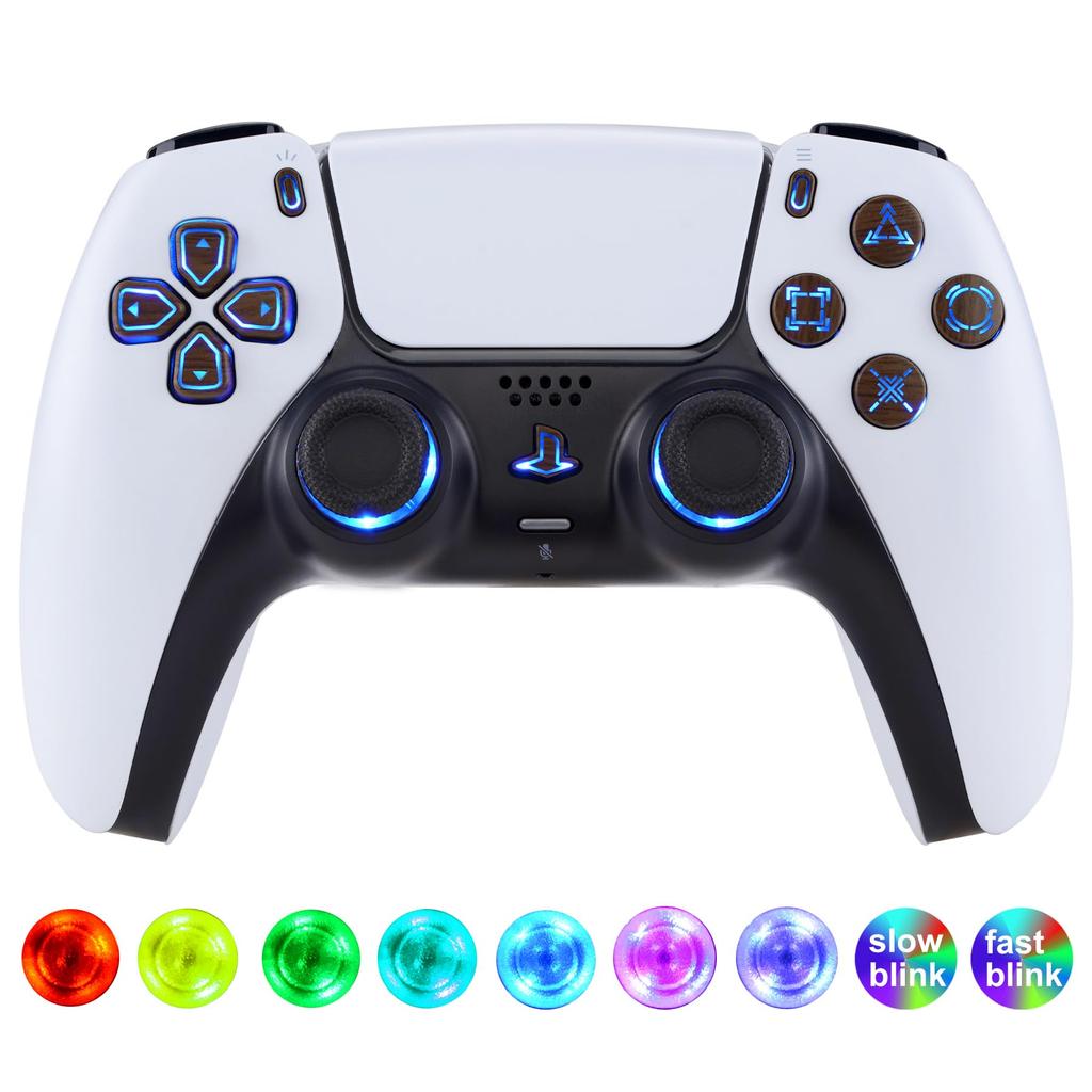 This is not a but an eXtremeRate DTF V3 LED kit for the PS5 controllers and featuring a multicolor illuminated Share and home face controller,