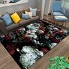 Flannel Rug Dark Baroque Flower Bouquet Pattern Black Floral Art Decor for Living Room Bedroom Gift for Women