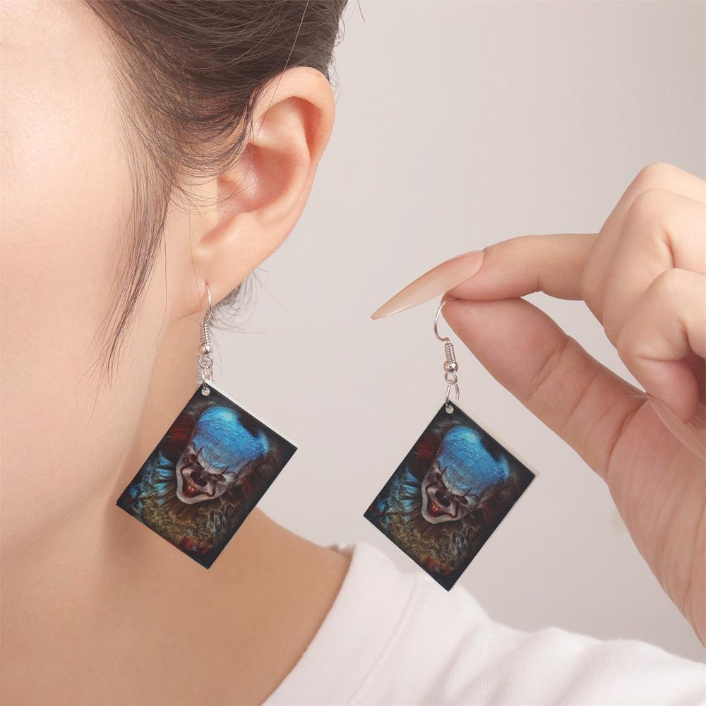 Fully Managed Eco-Friendly Acrylic Earrings, Personalized Halloween Horror-Themed Earrings