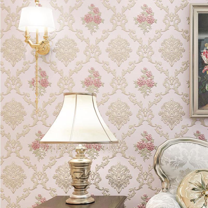 1PC 3D Embossed Bedroom Living Room Pastoral Style Home Decoration Non Woven Fabric Wall Sticker