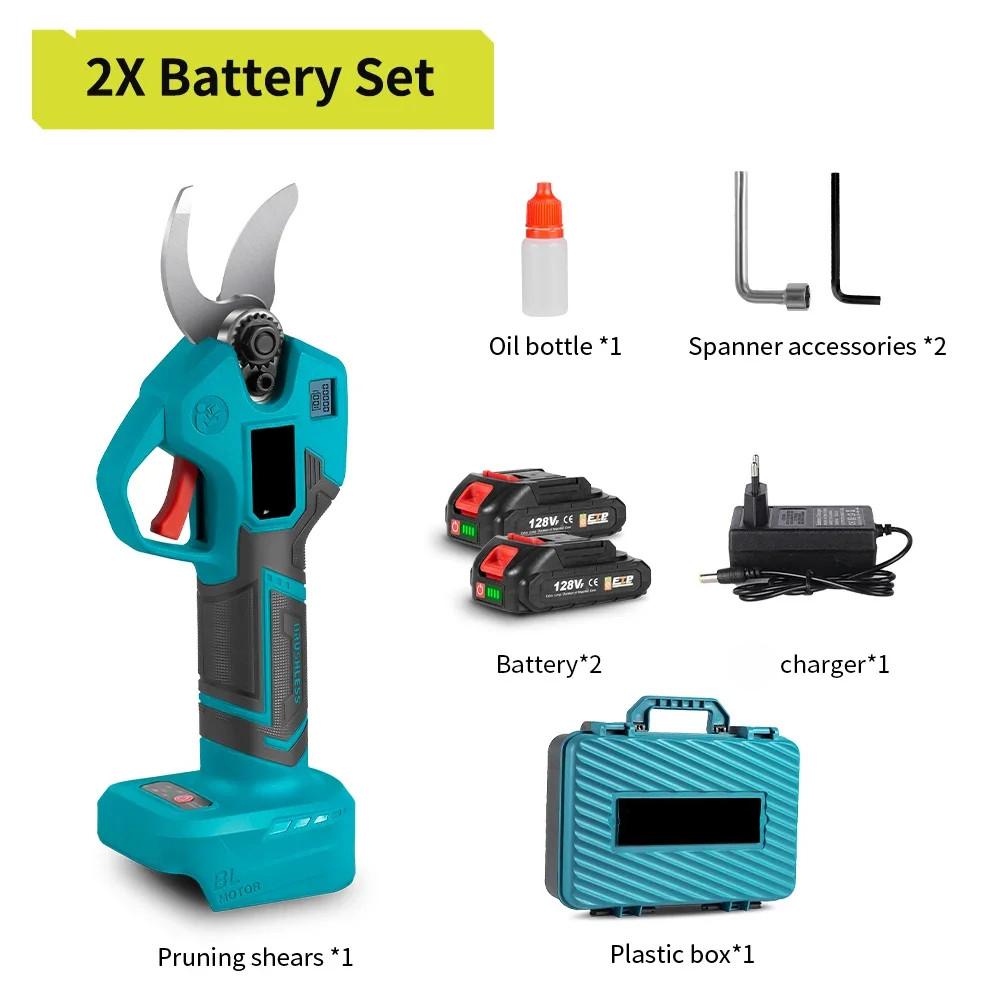 30mm Brushless Electric Pruner Shear 4 Gears Adjustable Cordless Electric Scissors Garden Bonsai Trimming Power Tools