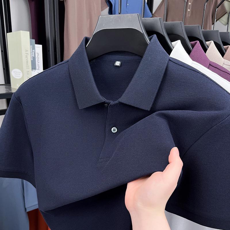 

Чоловіча літня повсякденна футболка поло зі 100% чистої бавовни з відкладним коміром XXL - 150-170 lbs Темно-синій