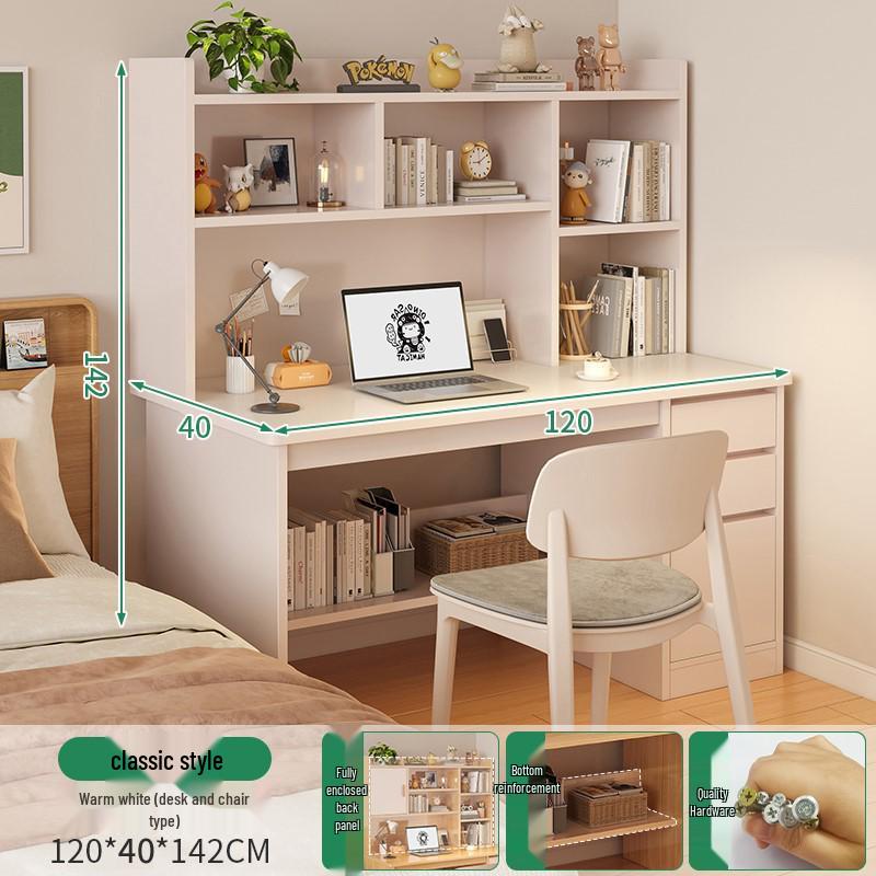 Modern Computer Desk with Bookshelf & Storage for Home, Office, Bedroom & Study Room