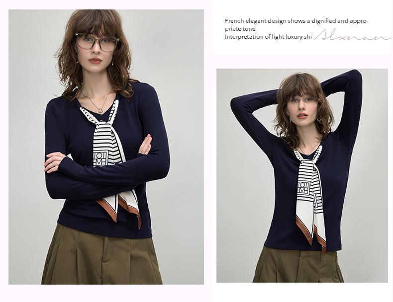 Podzim 2025 Hedvábný šátek Základní vrstva Dámský top s dlouhým rukávem zeštíhlující