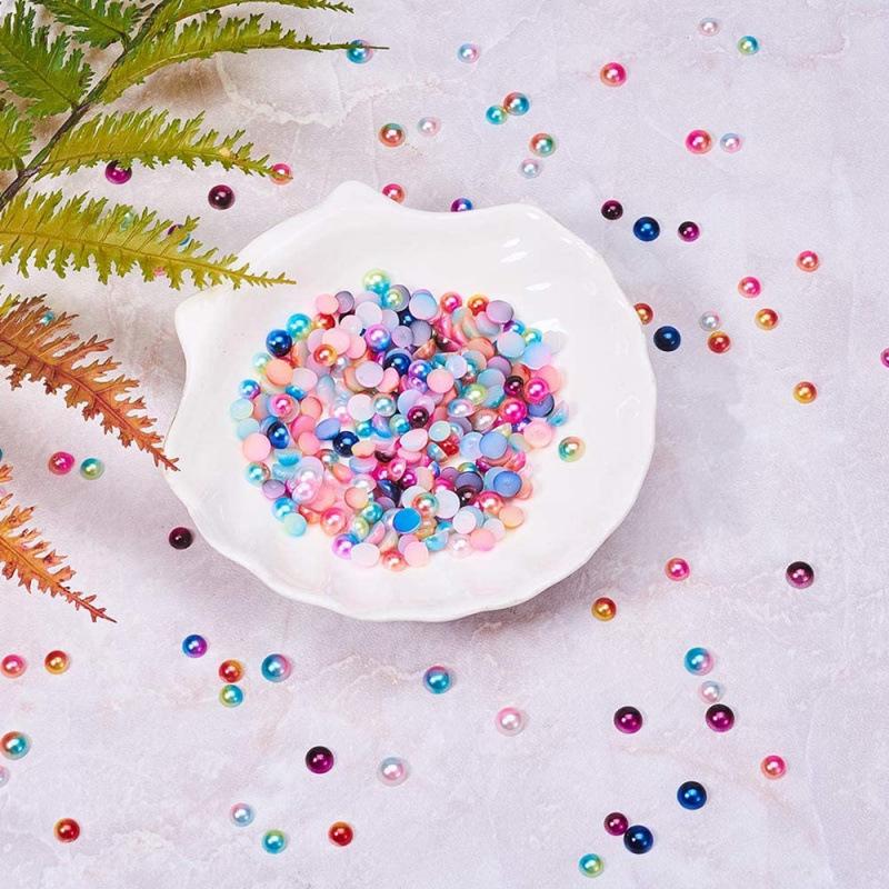 Black & White Gradient Semi-Circular Acrylic Pearl Nail Art Stickers