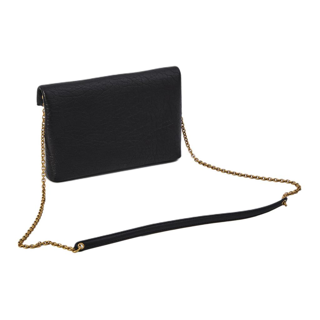 Saint Laurent Ysl Cassandre Logo Chain Shoulder Strap Lambskin Envelope Crossbody Bag Women Bags Black 847638-AACYT-1000