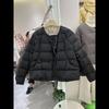 Womens Lightweight Cotton Coat 2026 Fall Single Breasted Round Neck Simple Versatile Warm Jacket
