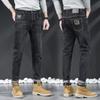 2024 Neue Schwarze Jeans Herren Herbst Fleece Slim Straight Herbst und Winter Frühling und Herbst Winter Lässige Lange Hosen