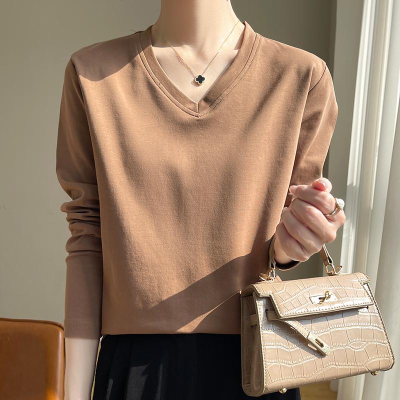 Spring And Summer White Mercerized Cotton Cropped Sleeve T-shirt Feminine Joker 100% Cotton Bottoming Shirt Half Sleeve