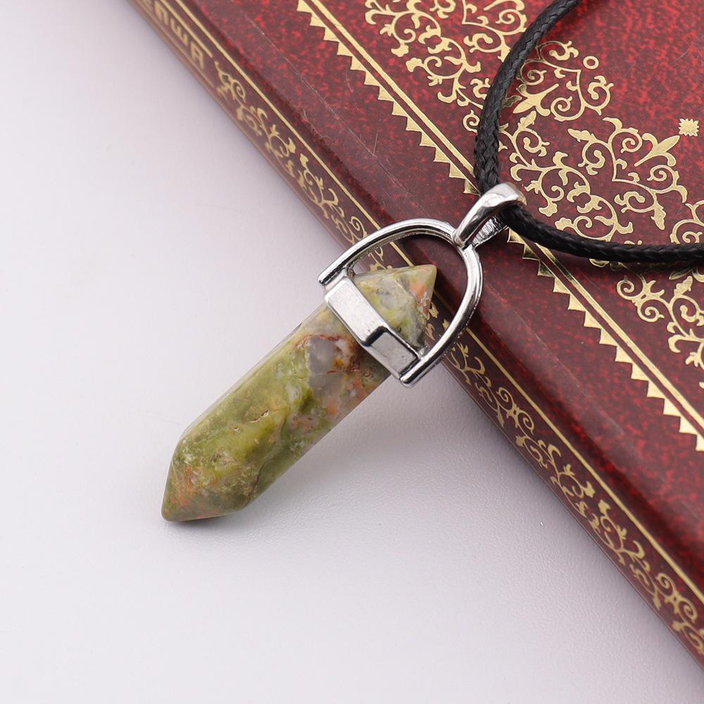 Handmade Amethyst & Rose Quartz Hexagonal Pendant Necklace N760