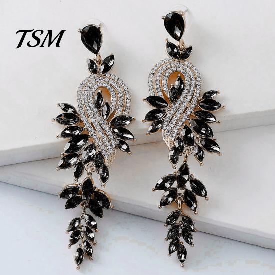 Long Earrings 1 Pair Dangle Geometric Faux Crystal Women Jewelry Elegant Drop for Wedding