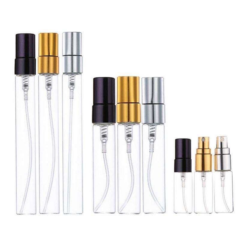 Wholesale 50PCS 2ML 3ML 5ML 10ML Gold Sample Thin Glass Vials Mini Empty Cosmetics Bottle Perfume Bottle Glass Spray Bottle