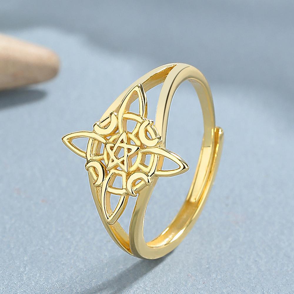 Original 925 Silver Witch Knot Open Ring for Women Celtic Knot Witchcraft Amulet Ring Hypoallergenic Wicca Jewelry