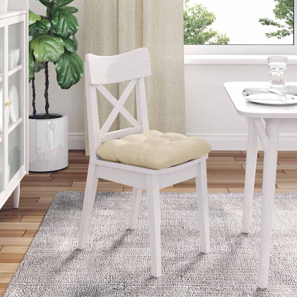 Seat Cushion Set 4 pcs Cream 40 x 40 x 12 cm Fabric