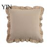 Federa Cuscino Decorativa Divano Shabby Chic con Volant, Fodera Cotone a Quadri con Bordo Arricciato, Federe Arricciate Vintage 18x18 Pollici 20x12 Copertura Decorativa