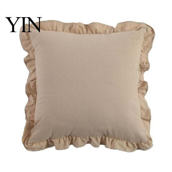 Federa Cuscino Decorativa Divano Shabby Chic con Volant, Fodera Cotone a Quadri con Bordo Arricciato, Federe Arricciate Vintage 18x18 Pollici 20x12 Copertura Decorativa