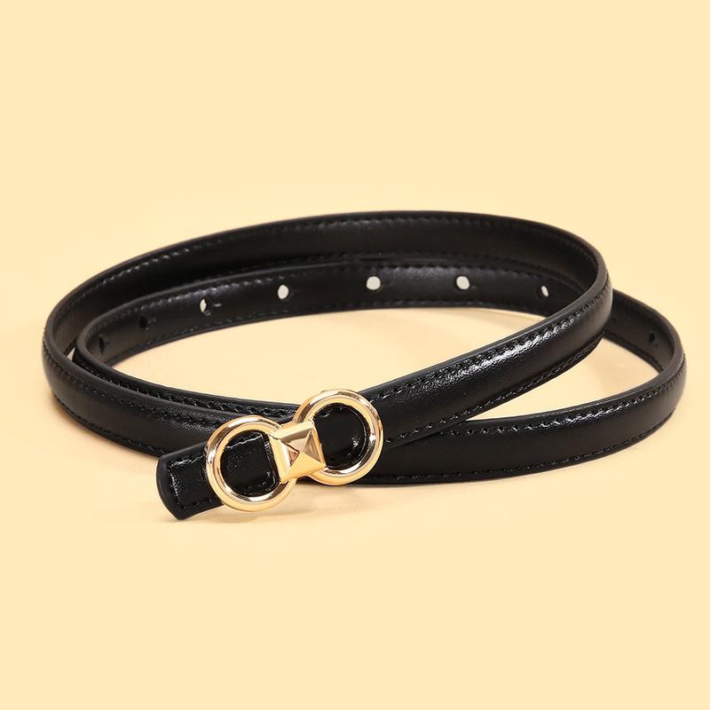 

Декоративный кожаный тонкий ремень для дам, летний стиль платья, тонкий ремень для черного джинсового ремня 110cm чёрный