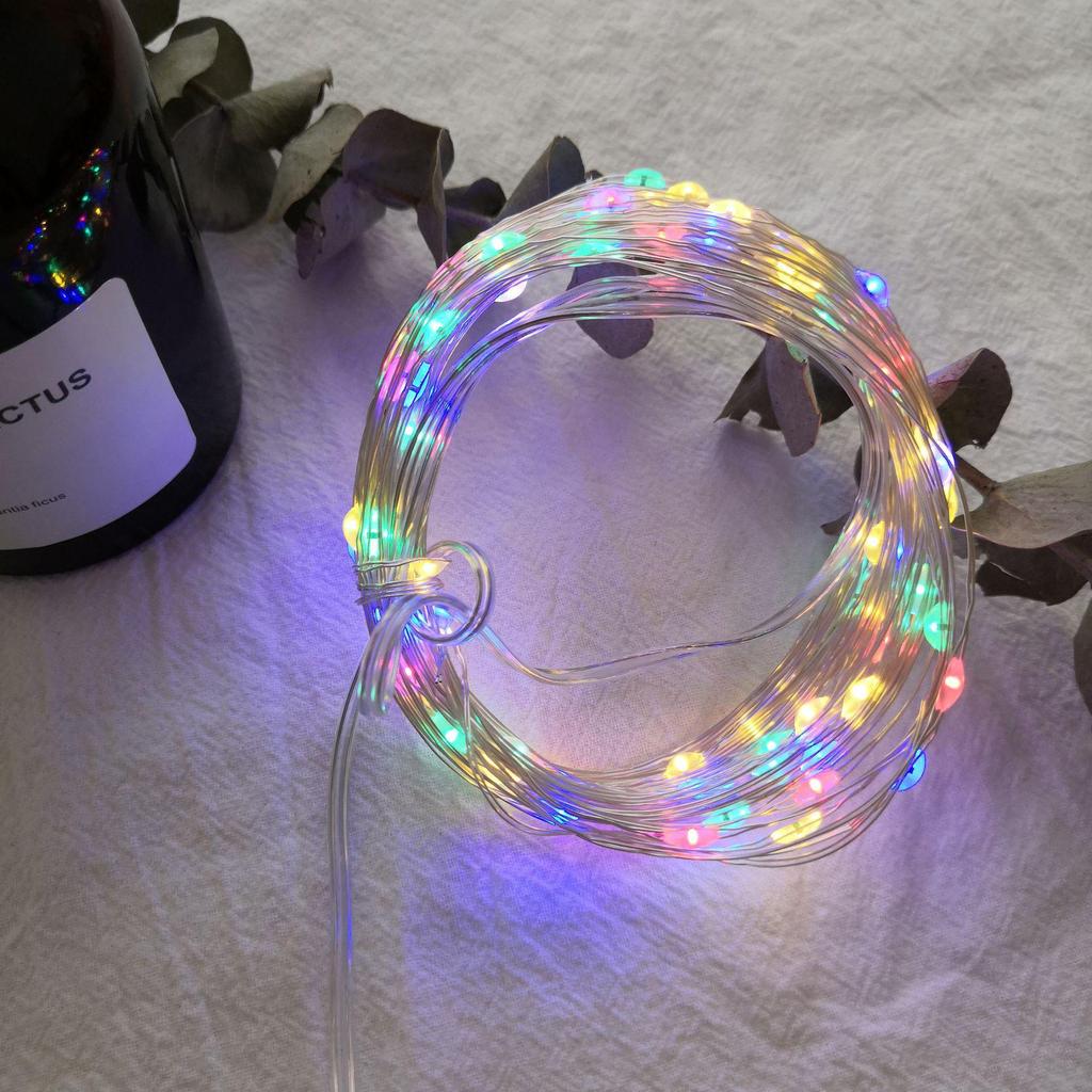 Remote-Controlled Camping String Lights, 8 Functions, 10m, 100 Warm White LEDs, Waterproof Battery Box, Copper Wire