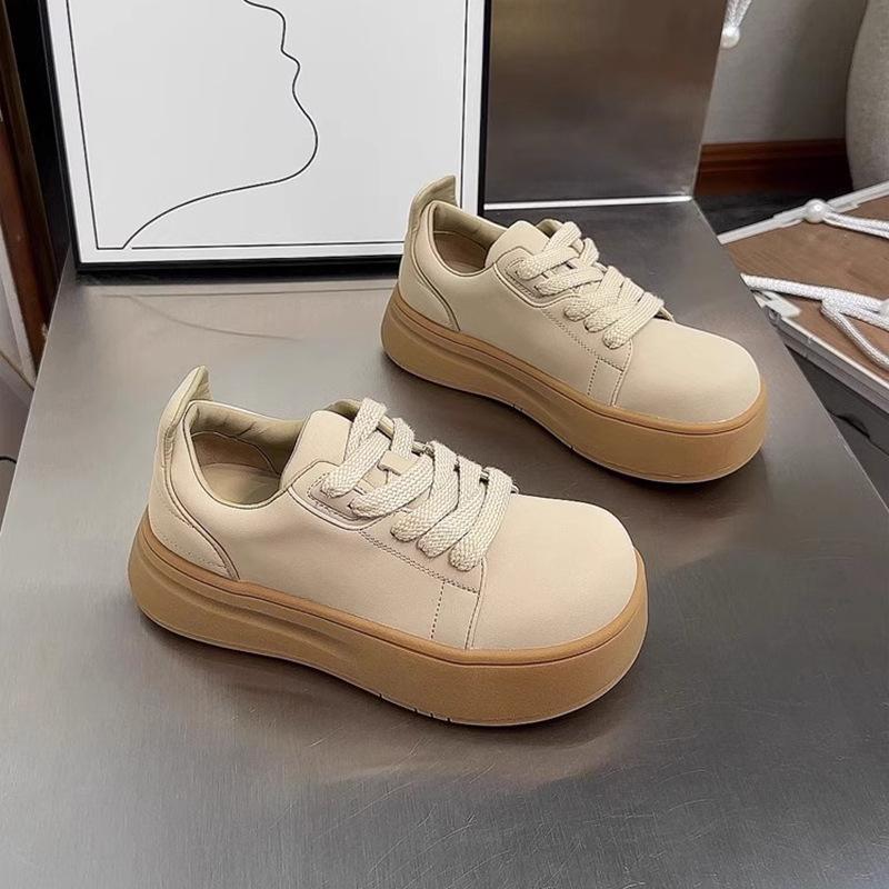 Oufan thick-soled ugly cute big-headed little white shoes for women's outer wear 2025 spring new niche versatile height-increasing casual board shoes