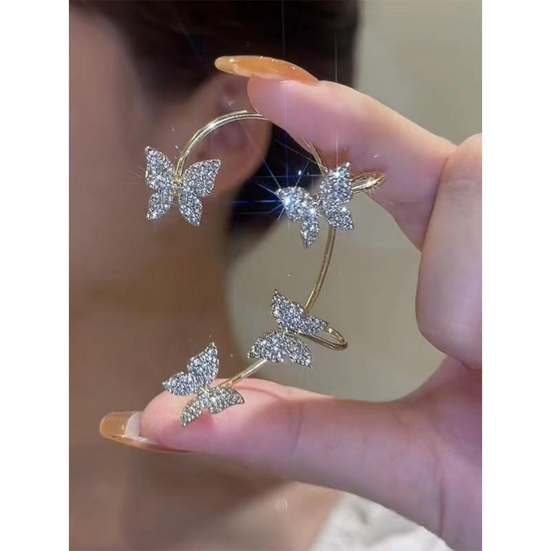 Korean Style Butterfly Ear Clips Without Piercing For Women Sparkling  Ear Cuff Clip Earrings Wedding Party Jewelry Gifts