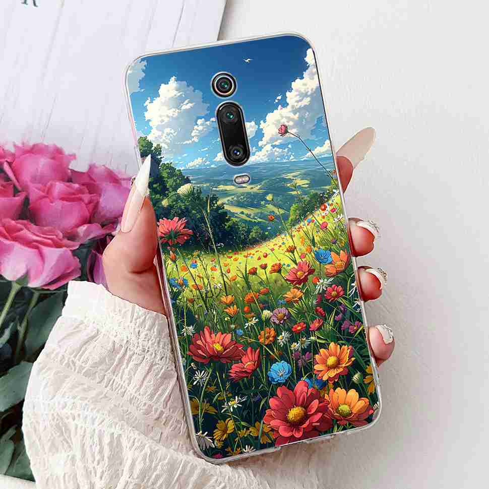 For Xiaomi Mi 9T M1903F10G Case Fashion Painting Soft Silicone TPU Cover For Xiaomi Mi 9T Mi9t 6.39" Flower Girl Phone Casing