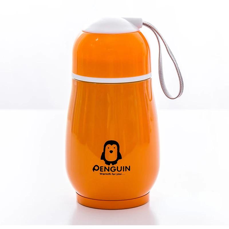 

Портативный детский термос из нержавеющей стали с рисунком пингвина, вакуумная фляга, прочный термос для кофе, герметичная чашка для воды, бытовой чайник 200ml оранжевый