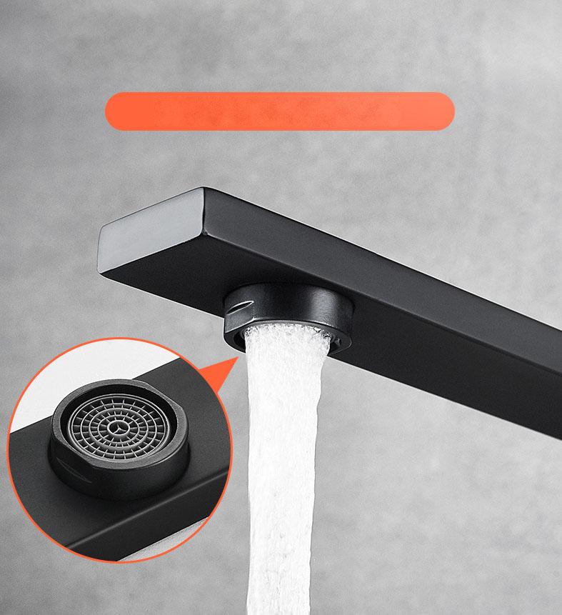 Black Bathroom Faucet Stainless Steel Modern Waterfall Sink Faucet For Home Hotel 2 Hoses