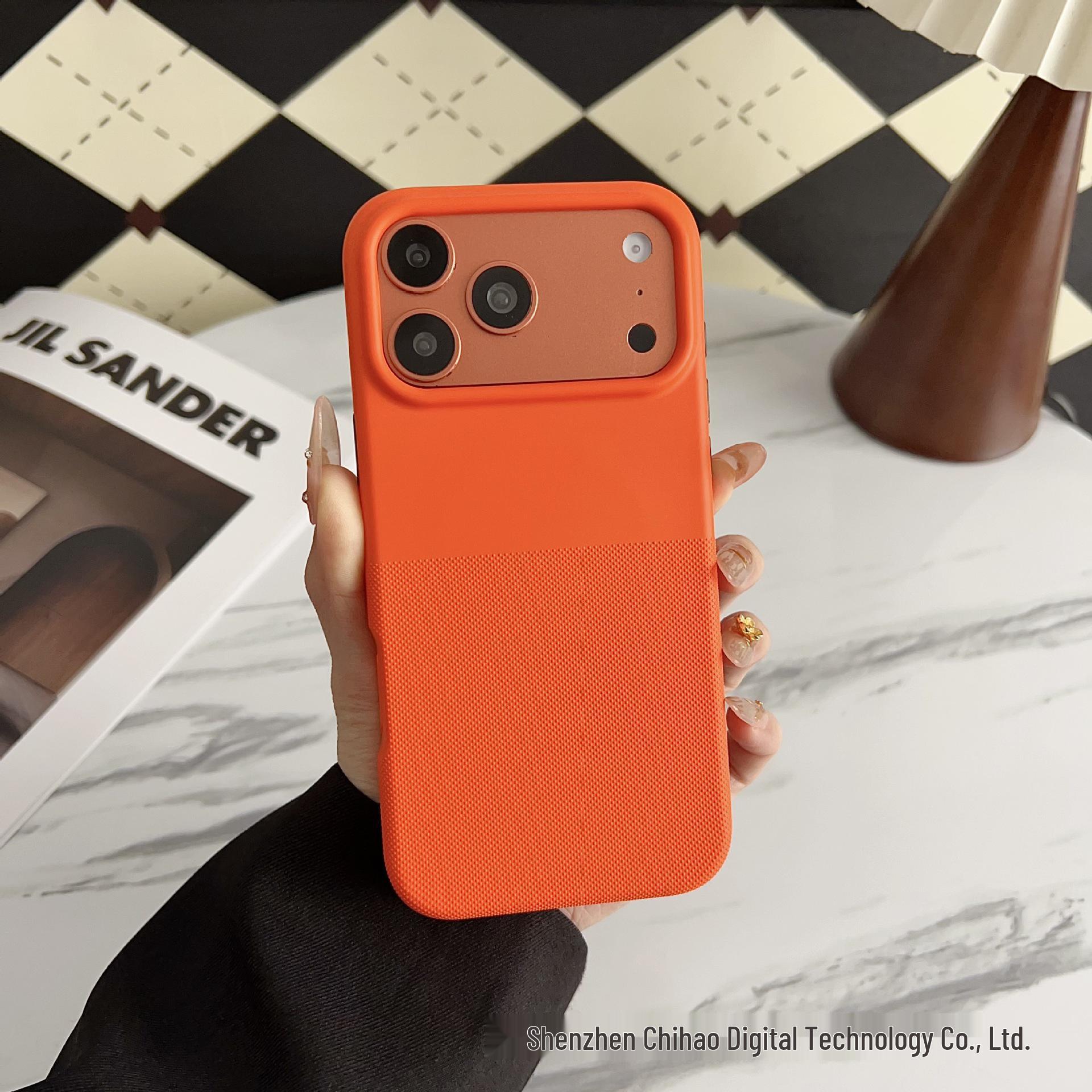 

Polka Dot Magnetic Non-Slip Phone Case for iPhone 17 Pro Max, Matte Full-Coverage Drop-Proof Apple 16 Protective Cover iPhone 15 Pro оранжевый