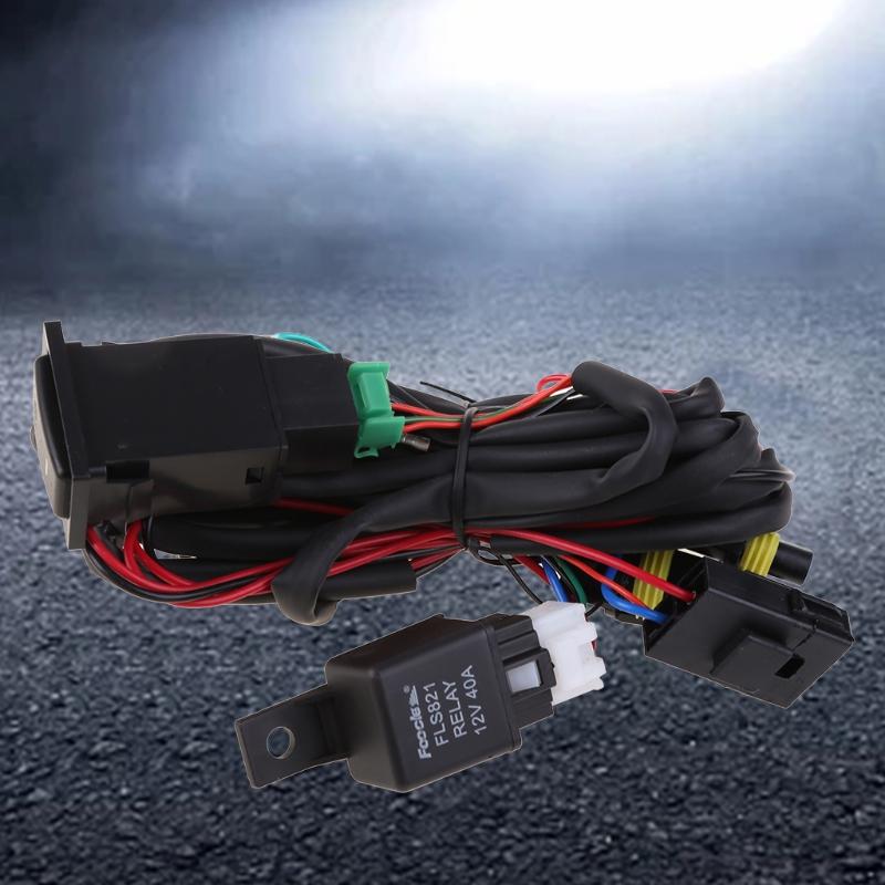 Auto Body Parts for DC 12V 40A Fog Light Wiring Harness with Button Fog L