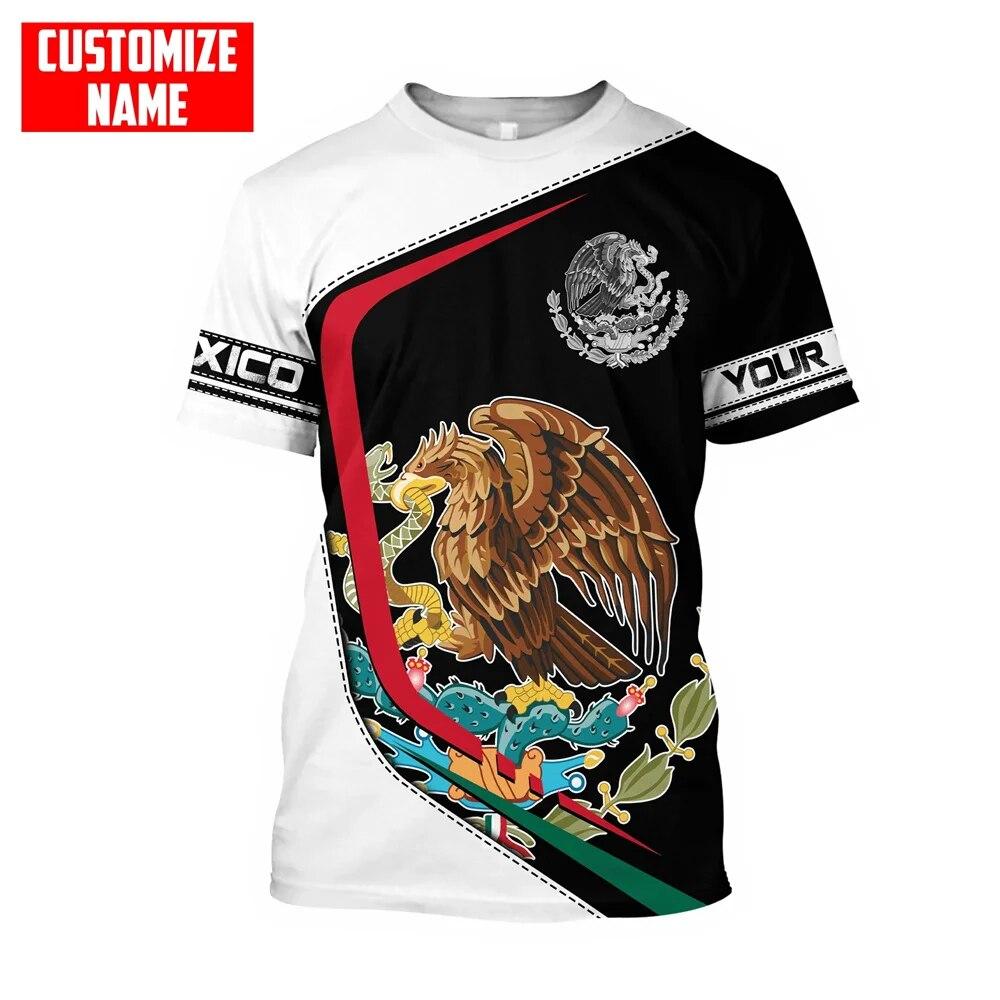 Mexico Eagle Graphic T-Shirts Fashion 3D Print T Shirt For Men National Flag Harajuku Oversized Short Sleeve Leisure O-neck Tees