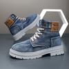 Fashion Hip Hop Hipster Canvas Boots Mens Spring New High-Top Denim Casal Shoes Fashion Versatile Tooling Mens Shoes Large Size 39-48